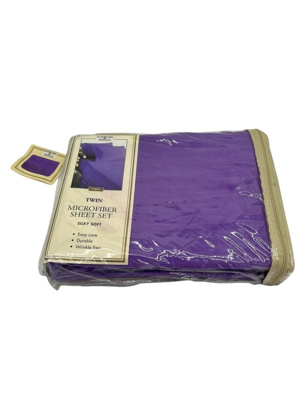 NEW Interiors By Design Silky Soft Purple Striped Twin Microfiber Sheet Set